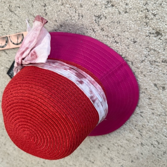 Badgley Mischka Vibrant Red and Pink Hat - Picture 2 of 14